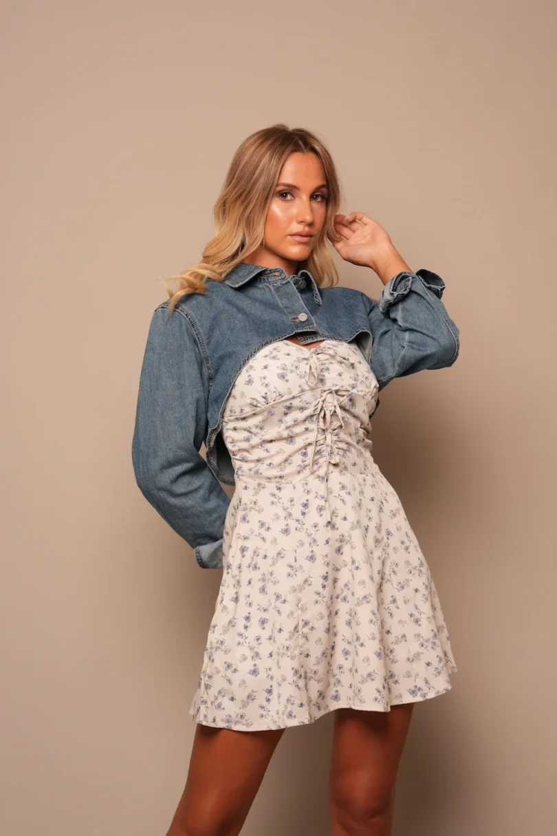 Cropped Denim Bolero Jacket