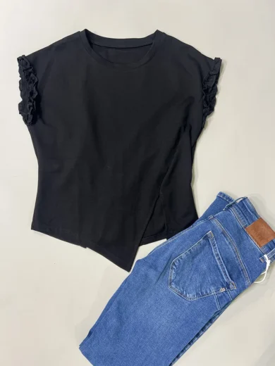 Ribbed High Neck Tank - Black