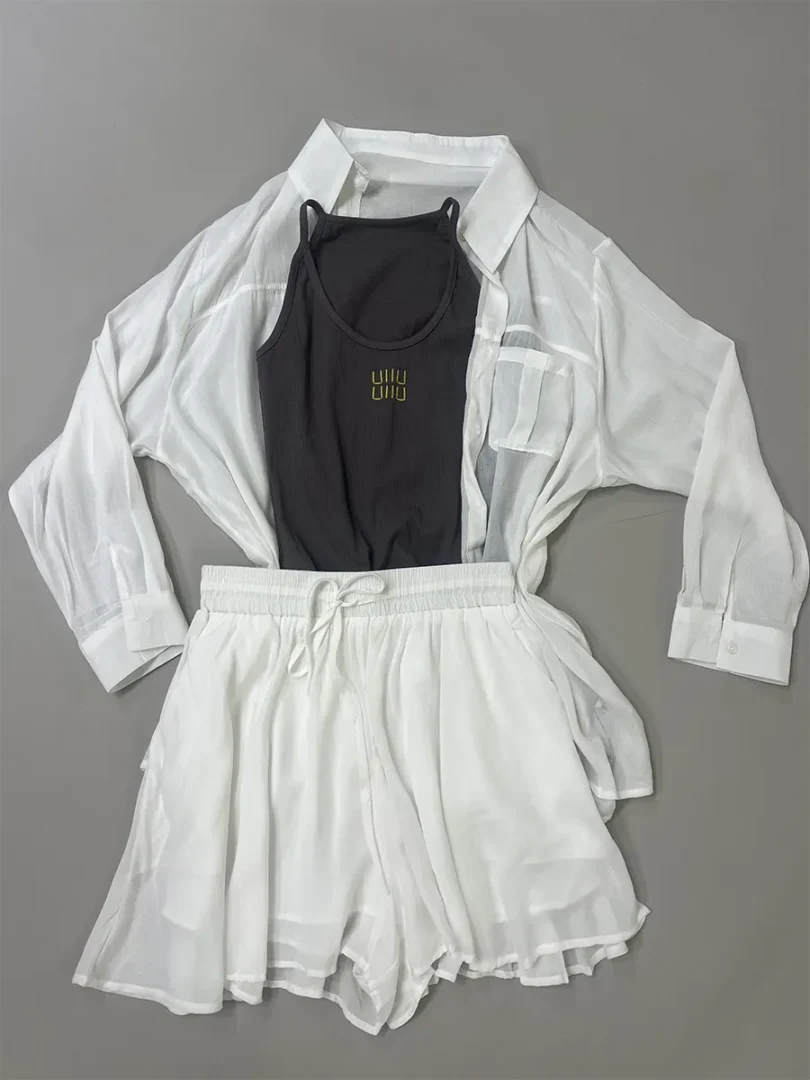 Elastic Waist Lounge Shorts Set - Image 6