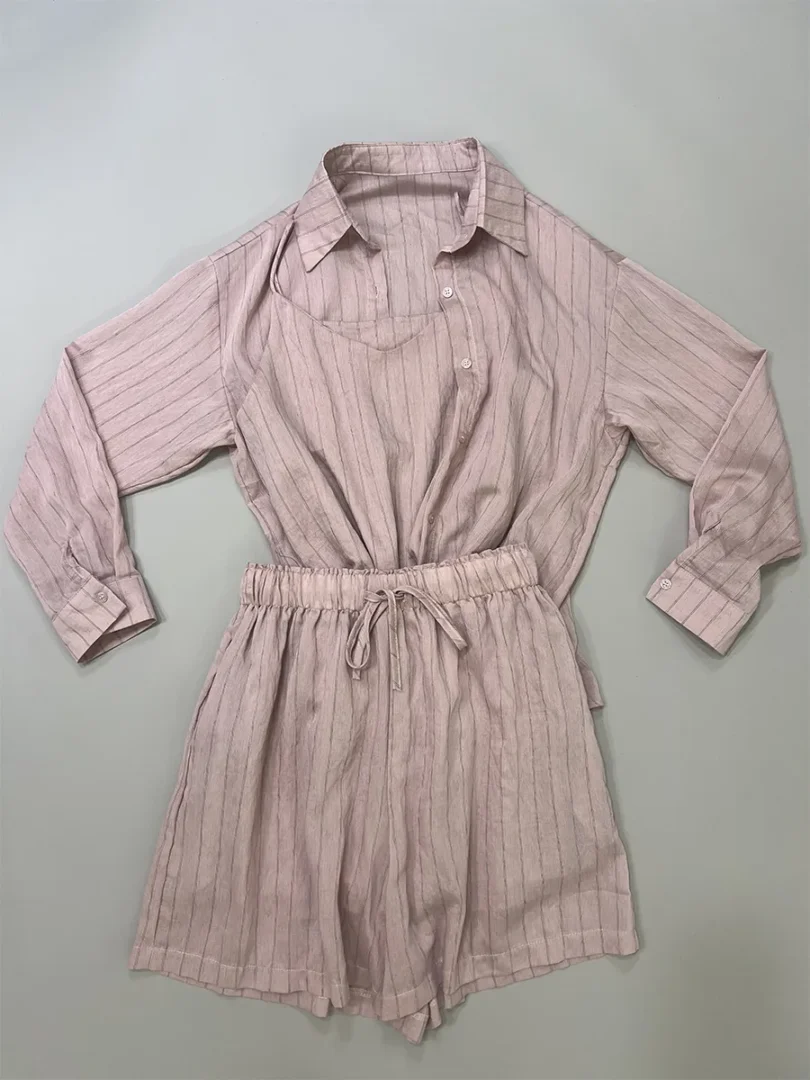 Drawstring Linen Shorts - Blush - Image 5