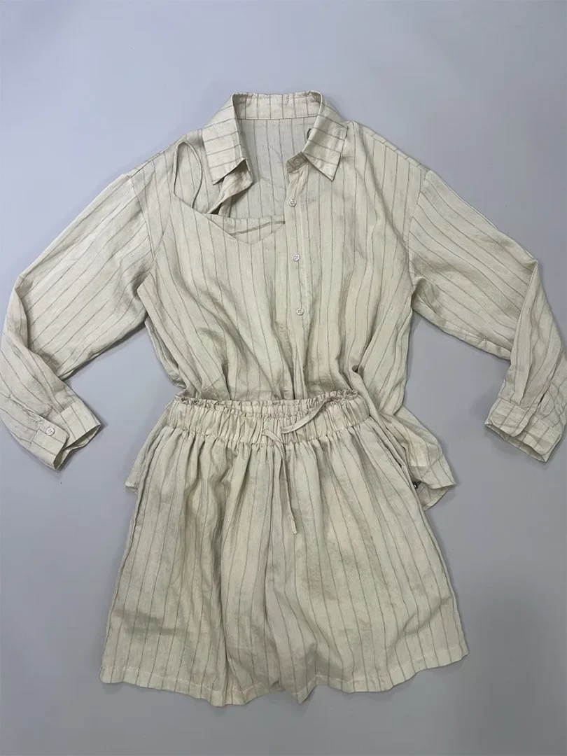 Drawstring Linen Shorts - Blush - Image 6