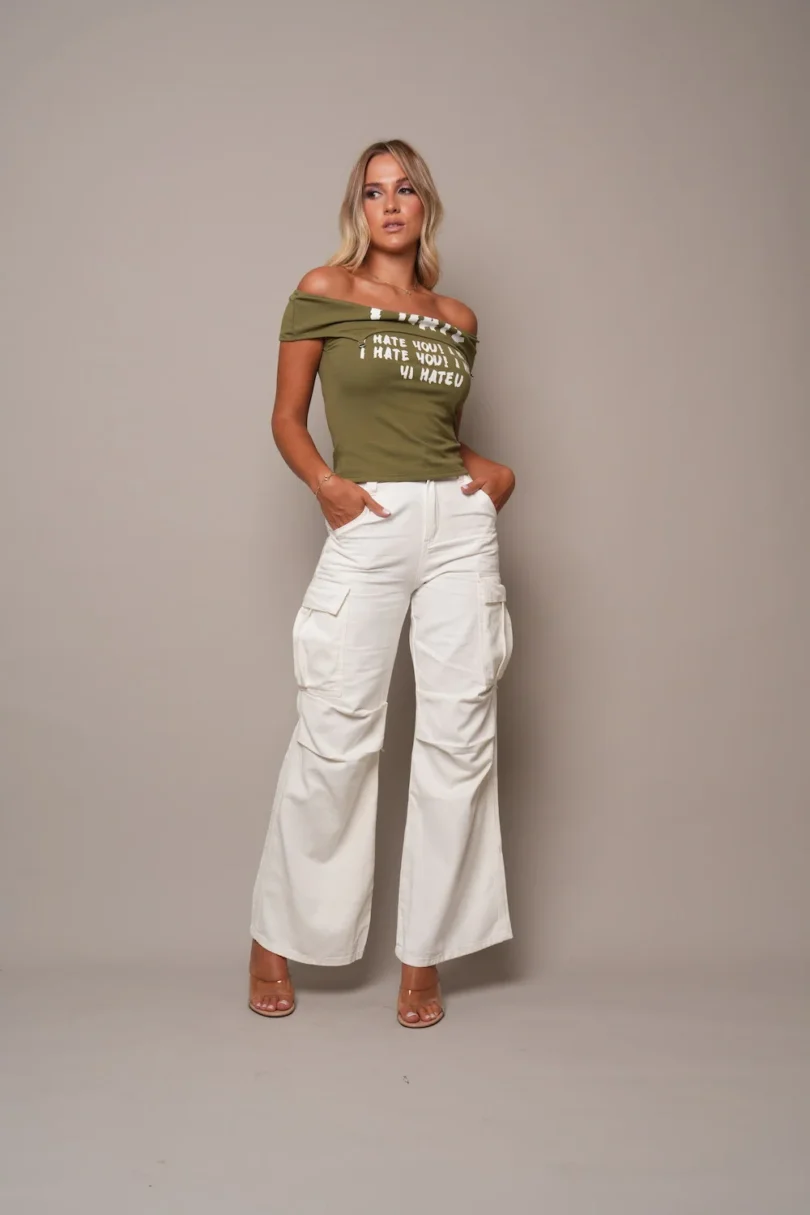 White Cargo Flare Jeans
