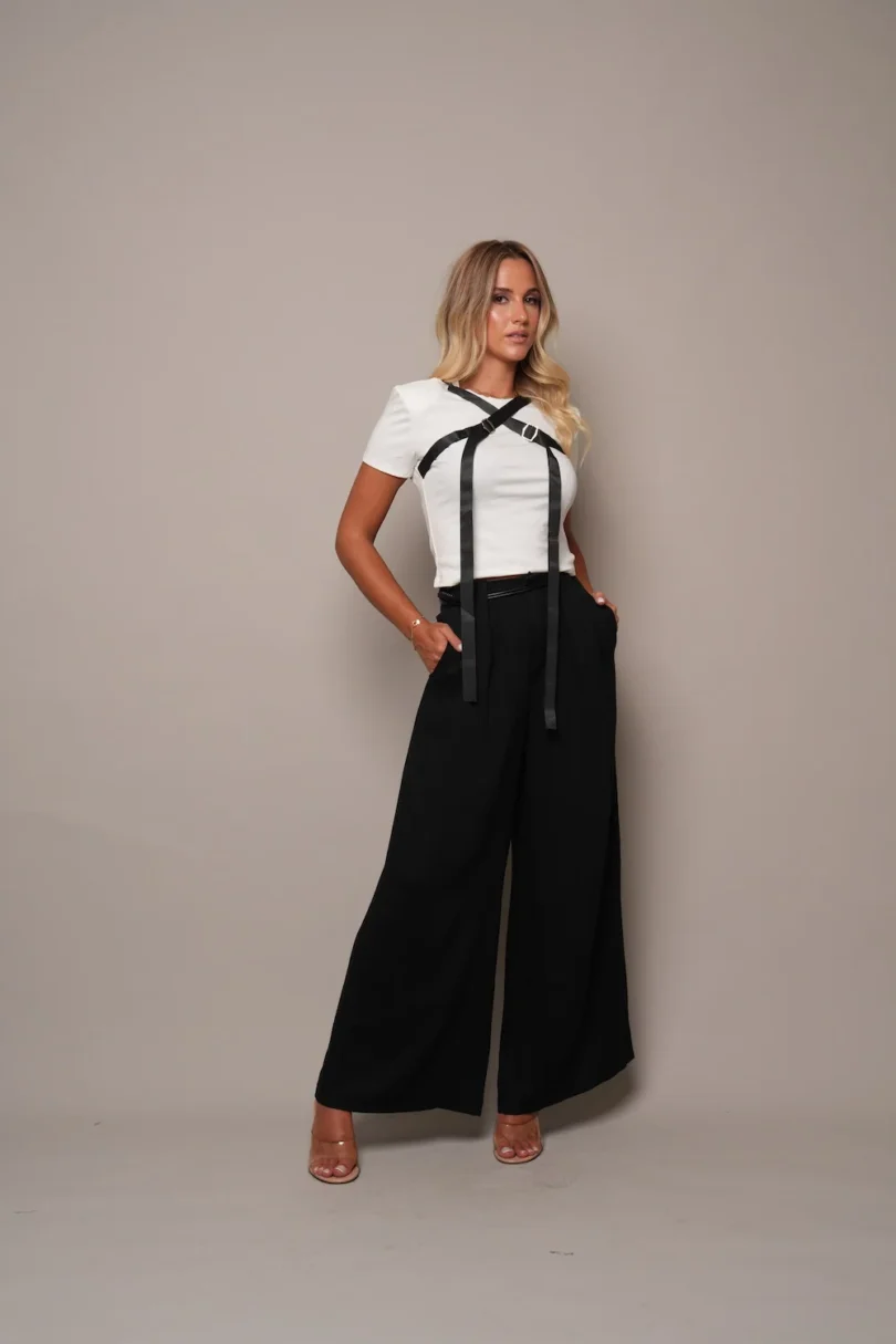 Black Wide-Leg High Pants