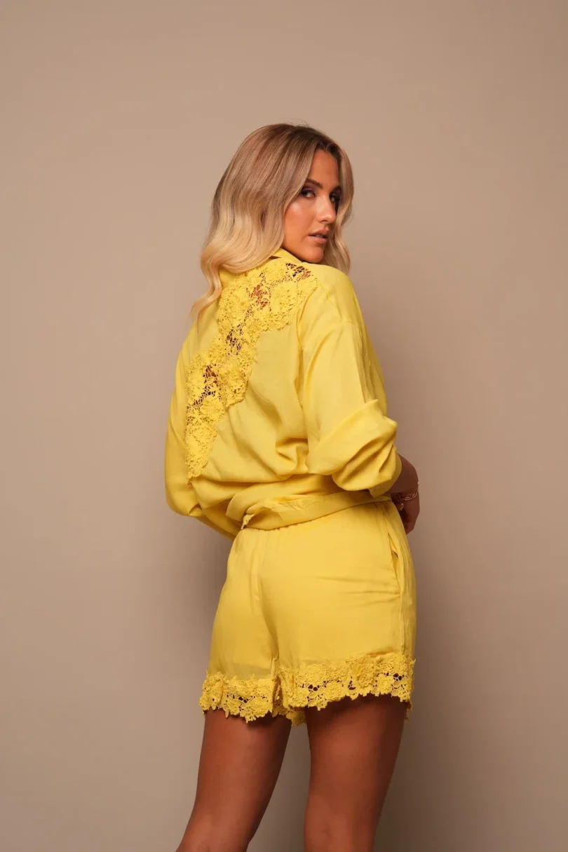 Sunshine Yellow Co-ord with Lace Shorts - Image 3