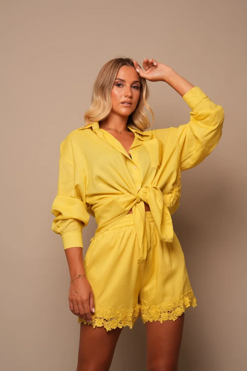 Sunshine Yellow Co-ord with Lace Shorts