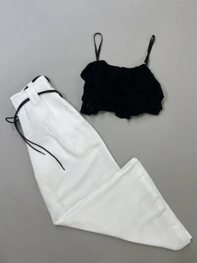 Wide-Leg High Pants - White