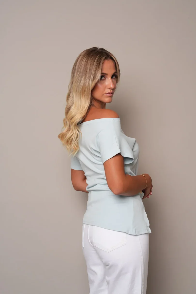 Beauty Raw-Edge Crop Tee - Baby Blue - Image 2