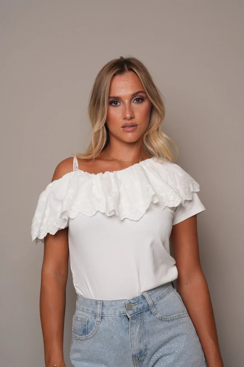 Eyelet Detail Mini Top - White