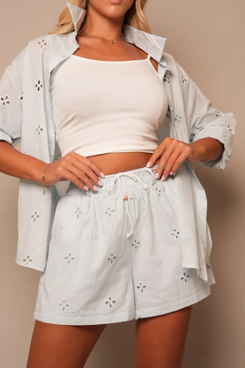 Textured Shorts - Shirt Baby Blue Set - Image 3