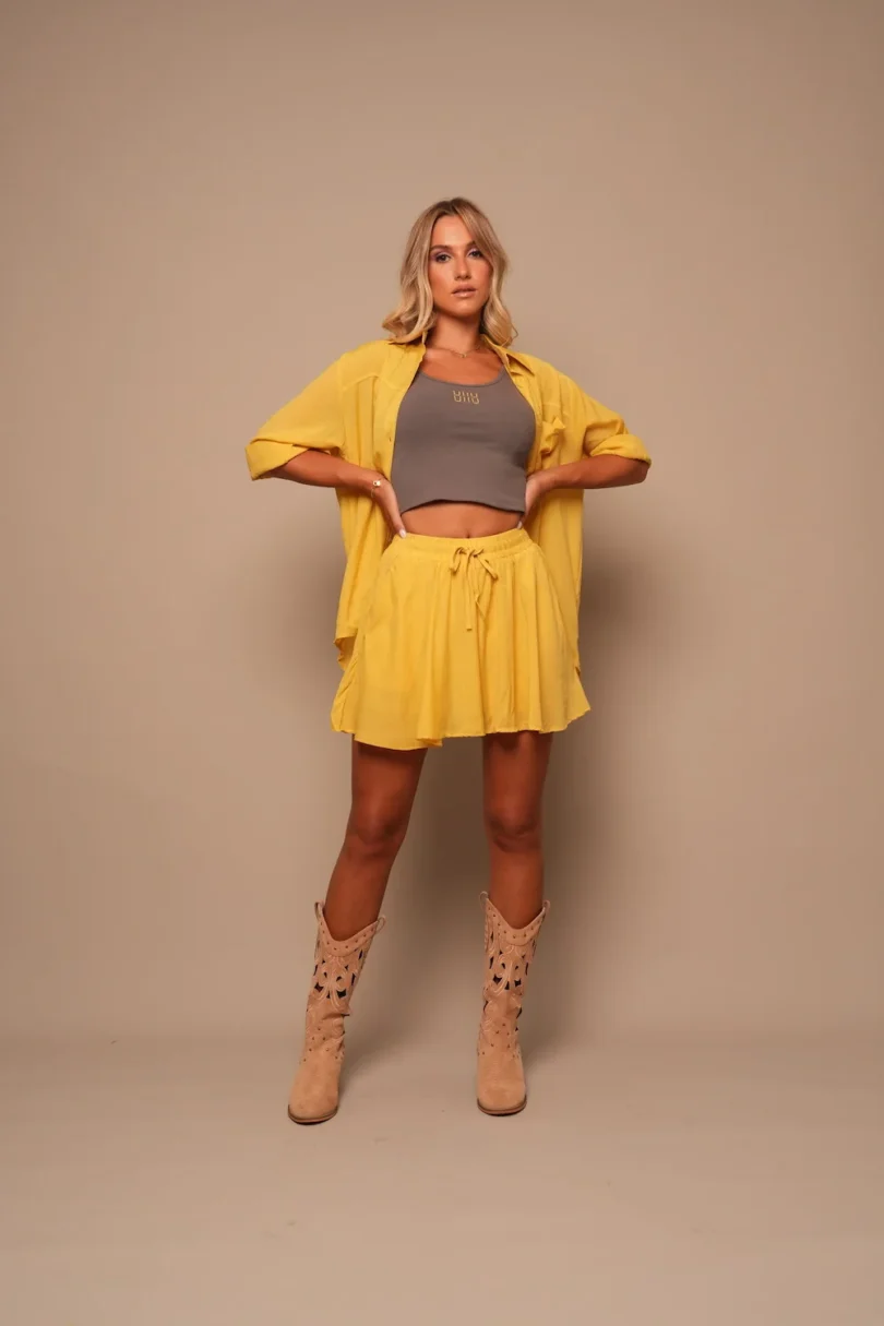 Elastic Waist Lounge Shorts - Peach Set - Image 2