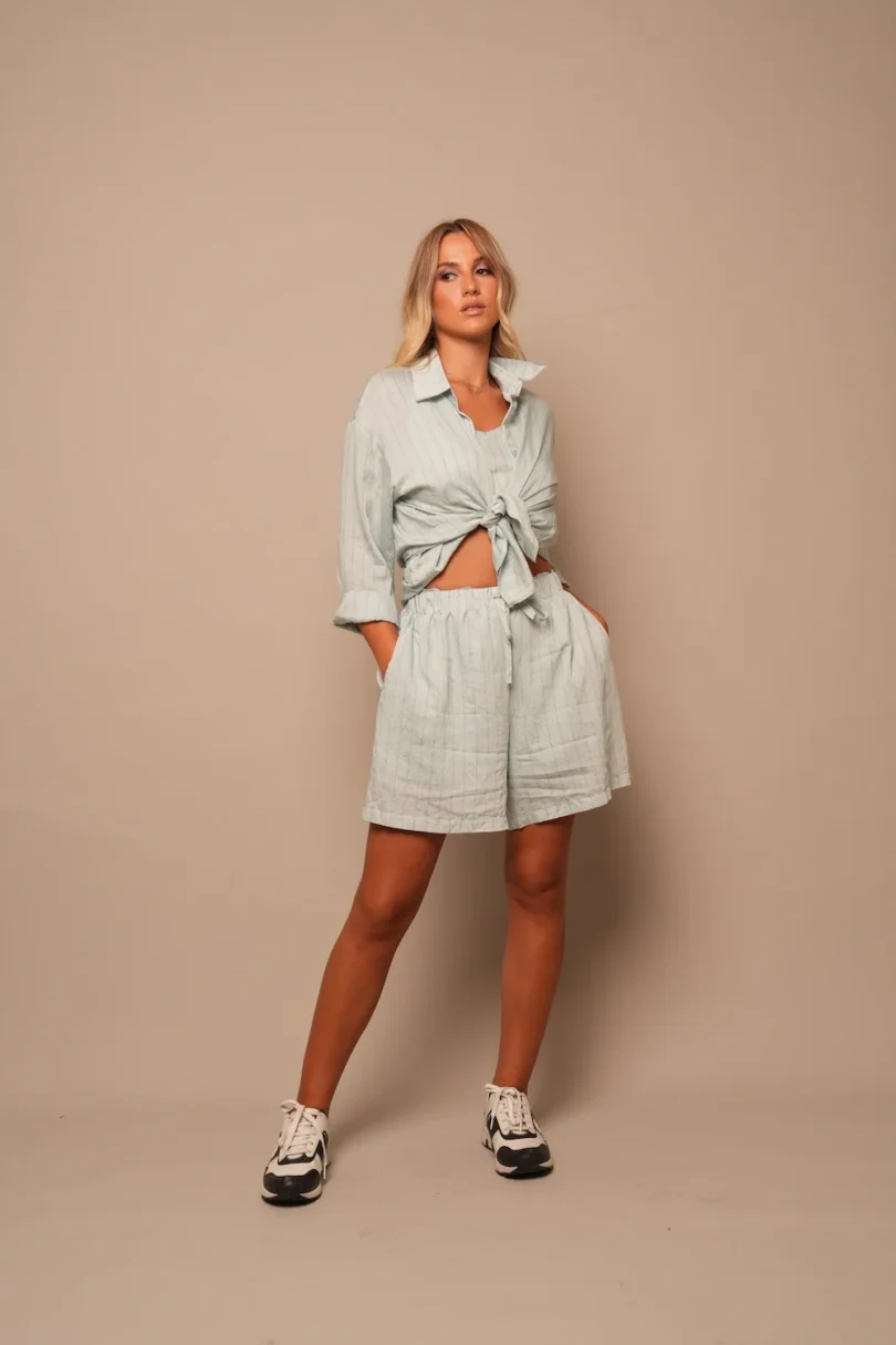 Drawstring Linen Shorts - Blush