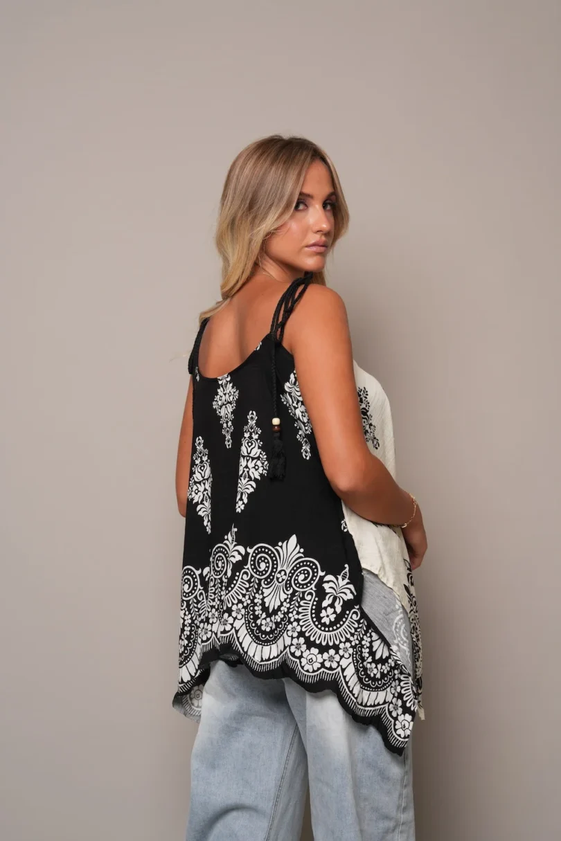 Boho Embroidered Handkerchief Top - Image 2