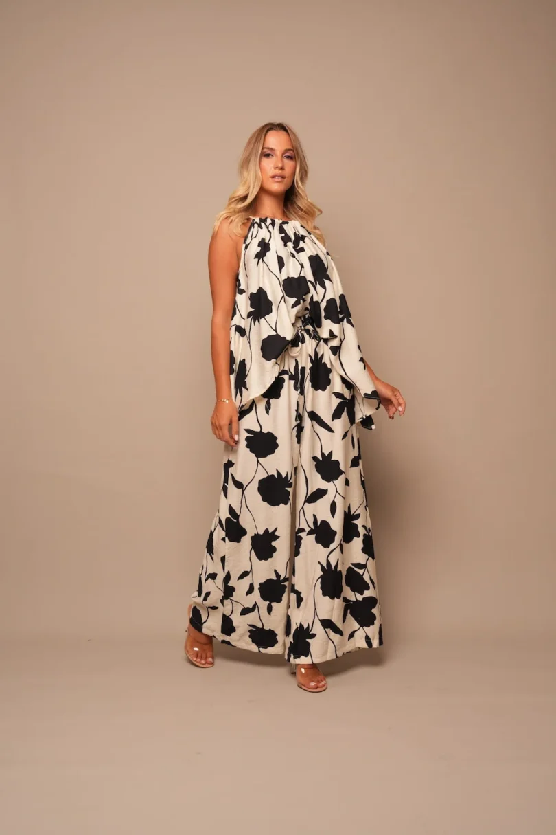 Monochrome Floral Palazzo Set