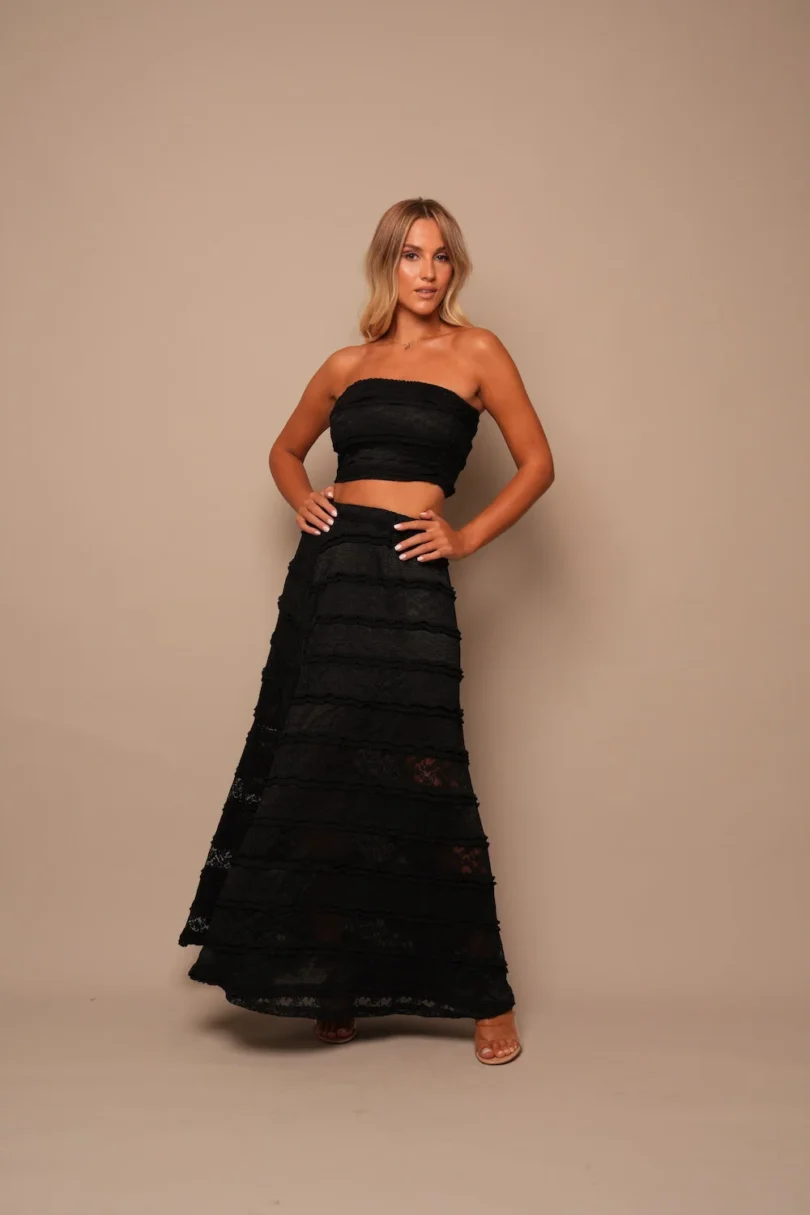 Black Strapless Lace Co-ord Set