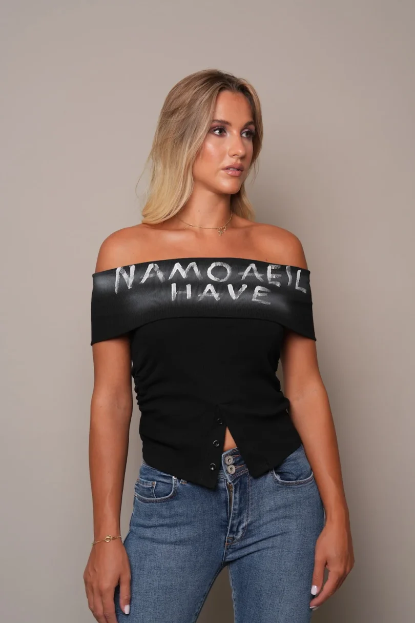 Off-Shoulder 'NAMOAEIL HAVE' Top