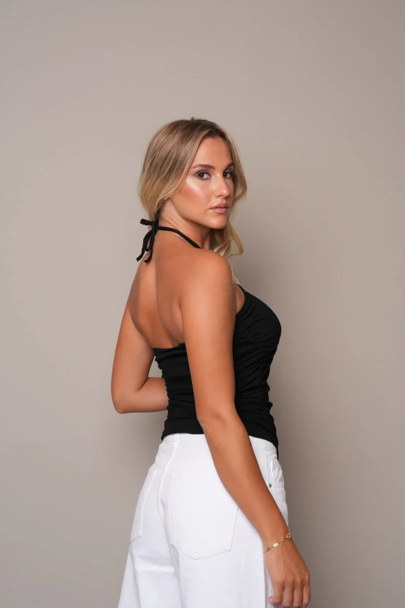 Black Embellished Halter Top - Image 2
