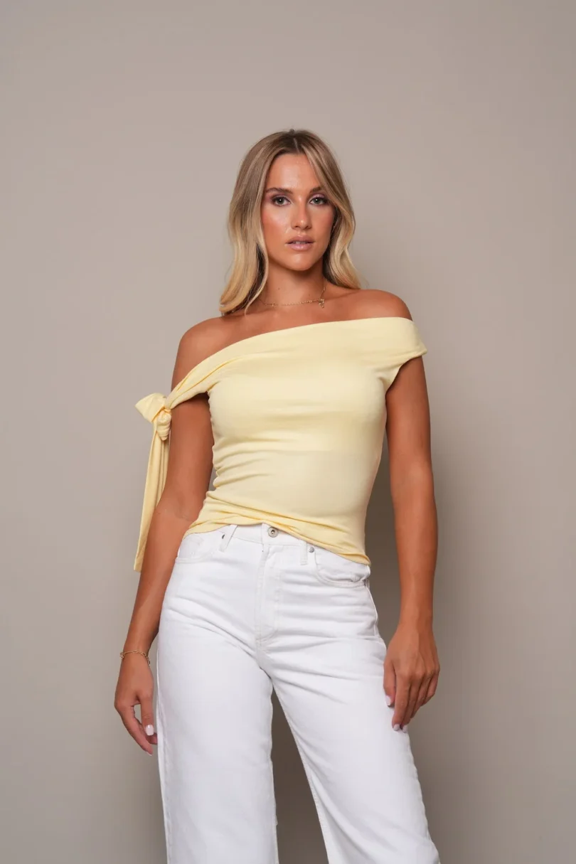 Lemon One-Shoulder Tie Top
