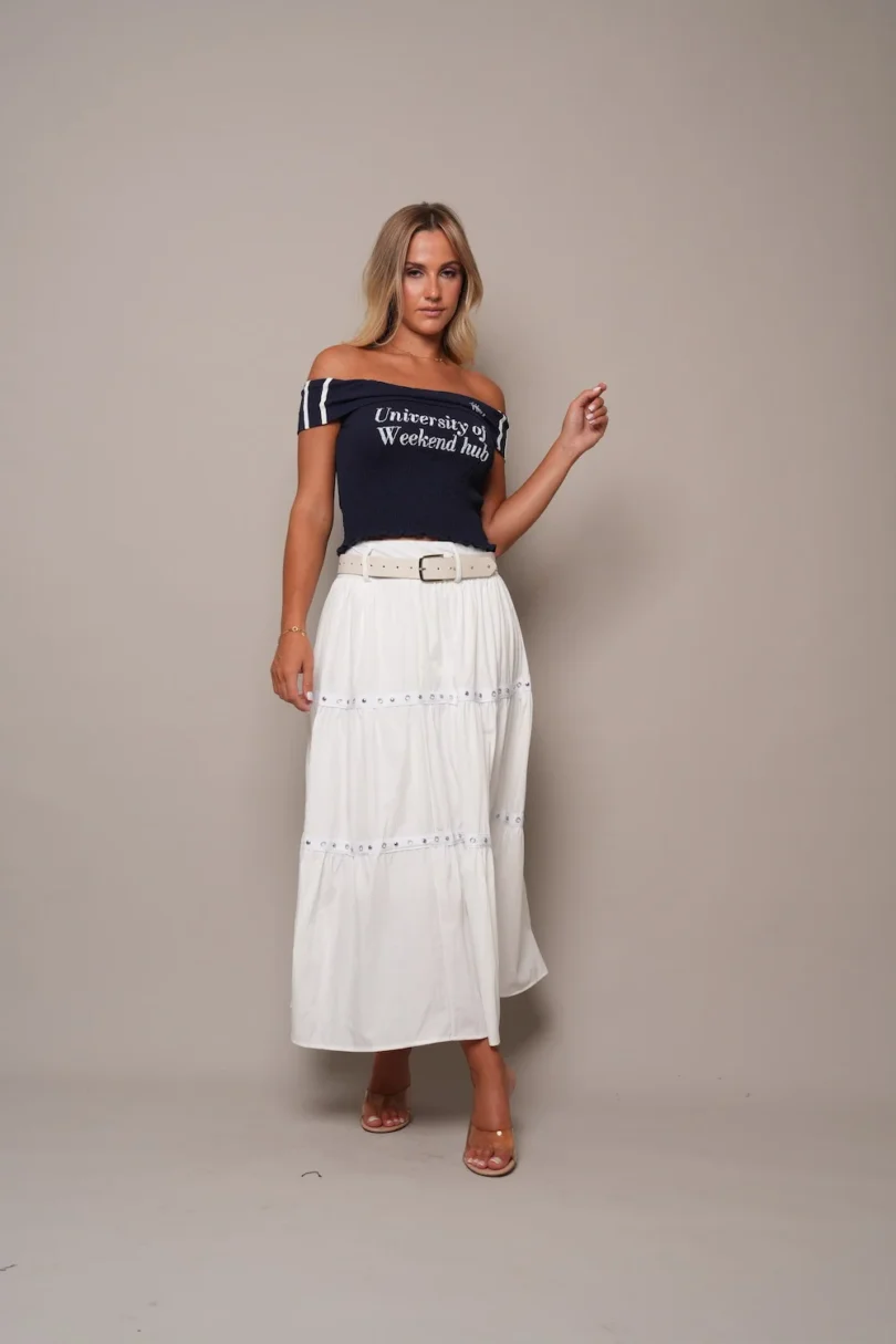 Cotton Tier White Skirt