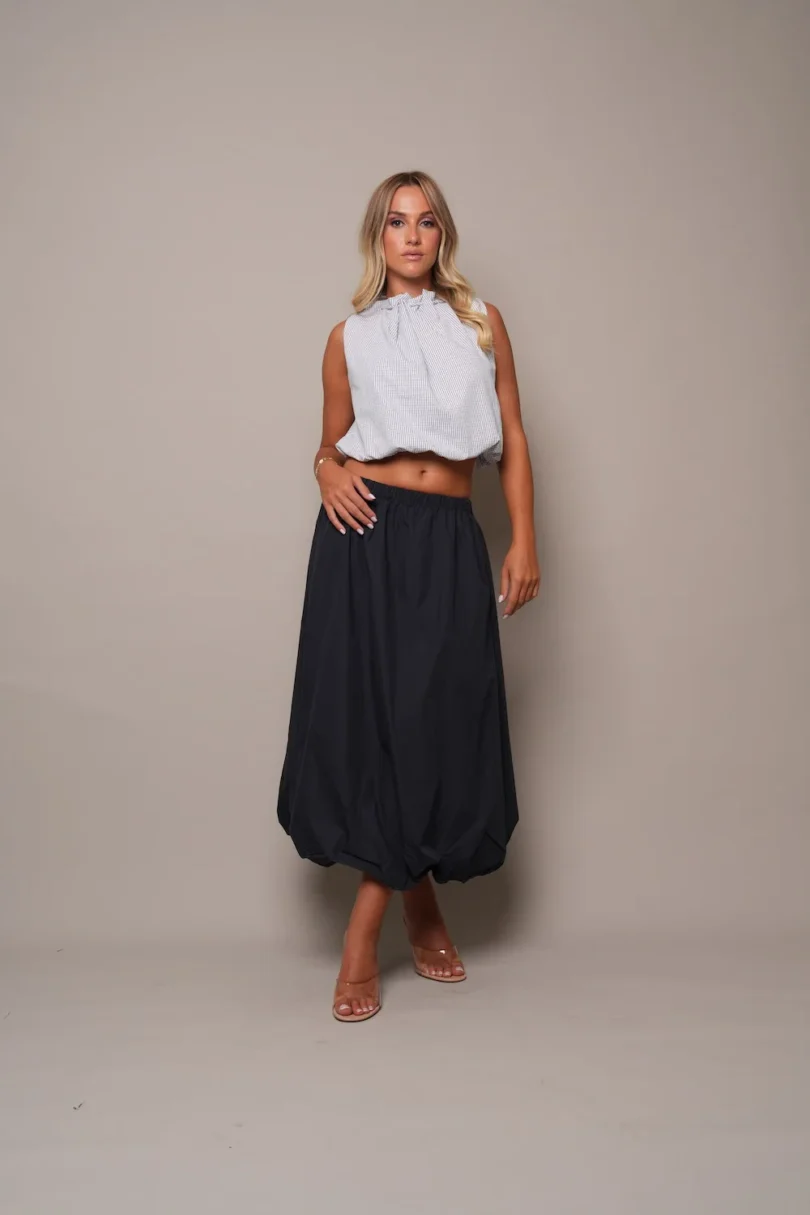 Puff Midi Black Skirt - Image 4