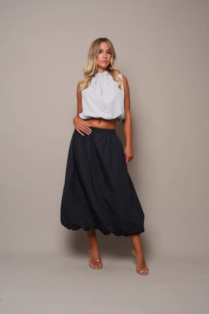 Puff Midi Black Skirt - Image 5